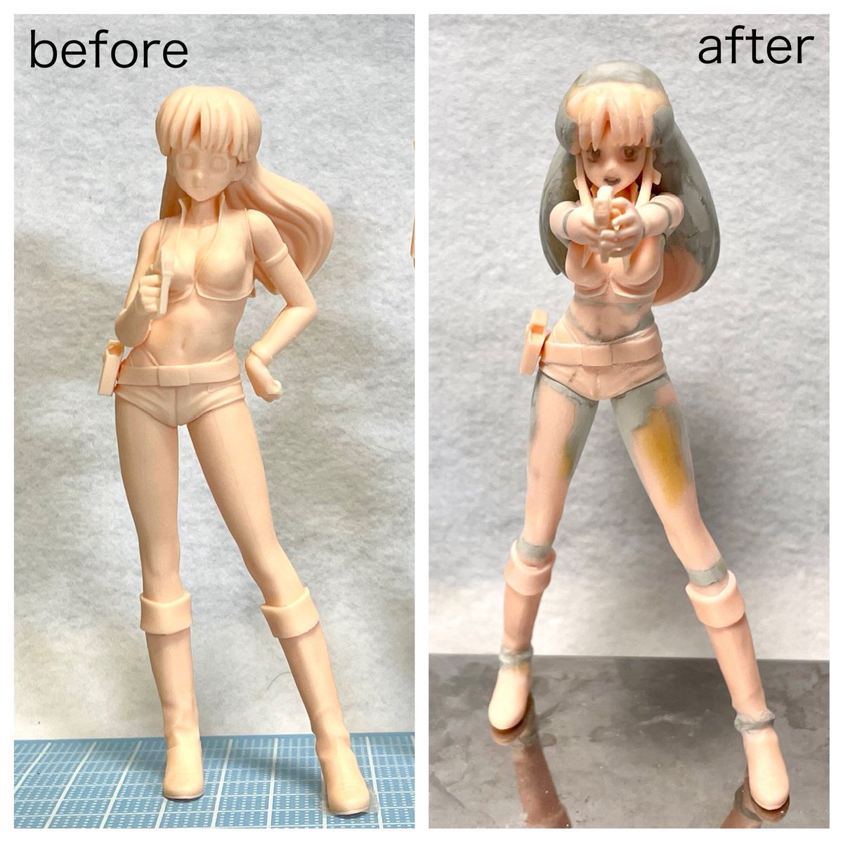 ハセガワ 1/12 ダーティペア ユリを作っていました。全身を切り刻んで