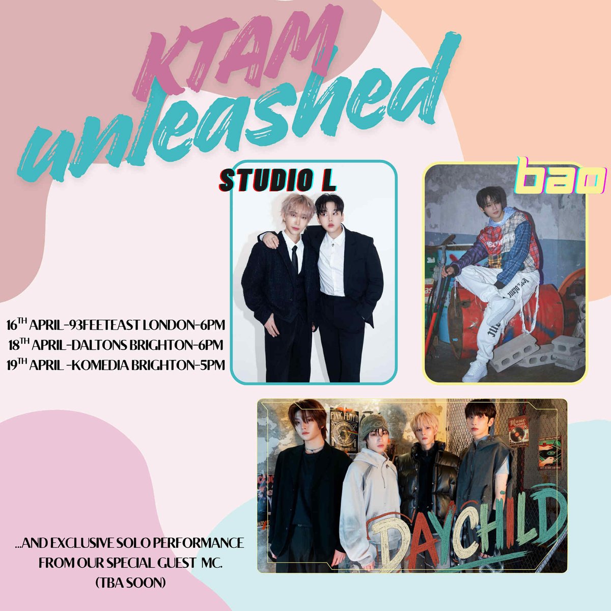 ktam_uk's tweet photo. KTAM UNLEASHED

April 2026 Lineup and General Admission Tickets!

Please refer to the posts for artists, venues, dates and times.

General Admission is on sale

NOW!

Link in bio

General admission is £60 and includes general entry to the show(s) of your choice. https://t.co/SfFdatWr9I