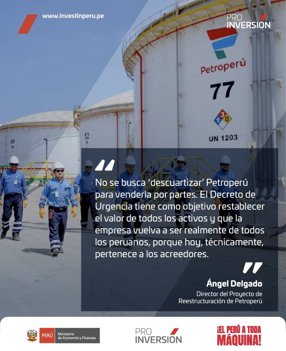 <a href="/ProInversionPe/">ProInversión Perú</a> acaba de reconocer que “los acreedores (lease, bonistas norteamericanos) son los dueños de @petroperu”. Si es así, por qué les encargan descuartizar y rematar los bienes de una empresa que no es suya?
Una gentileza de la #MinistraDescuartizadoraMiralles.