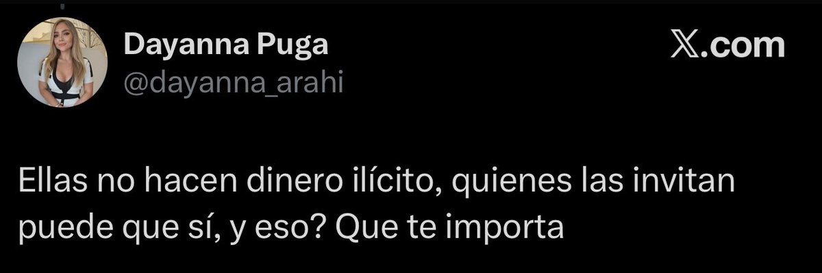 “Y a ti qué te importa que ellas anden con narcos asesinos que ganan su dinero con sangre y muerte. A TI ECUATORIANO QUE TE IMPORTA?”

Dayanna Puga abogada y funcionaria de la judicatura.