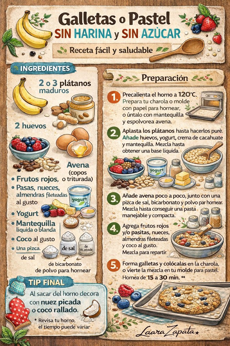 LAURAZAPATAM's tweet photo. Mis seguidores queridos:
lo prometido es deuda.
Hoy les regalo mi receta de galletas o pastel SIN harina y SIN azúcar.
Una delicia fácil, nutritiva y con mi sello.
Háganla, disfrútenla y me cuentan. https://t.co/KYqH1WRp6e