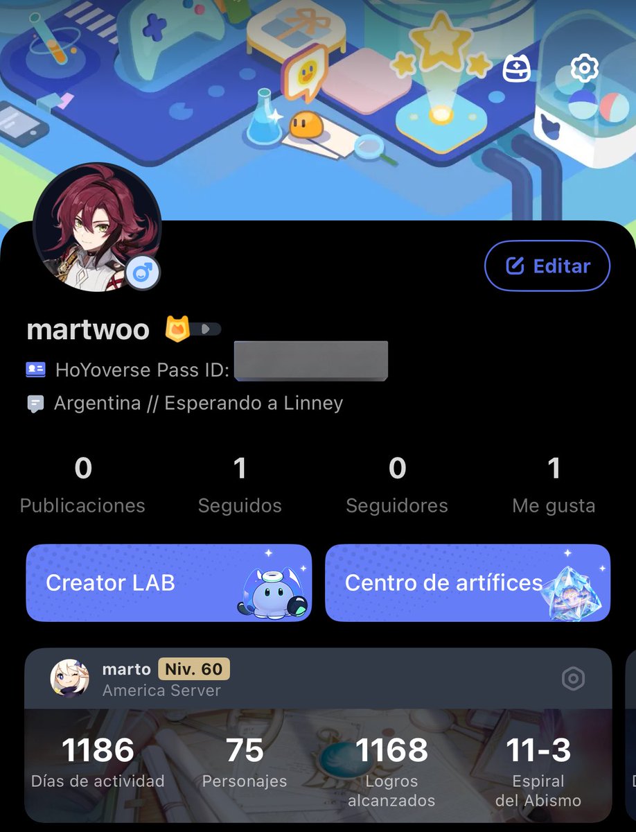 el tiempo que tenia sin entrar a hoyolab que tengo esperando a linney en la bio y encima ni si quiera lo saque🥱