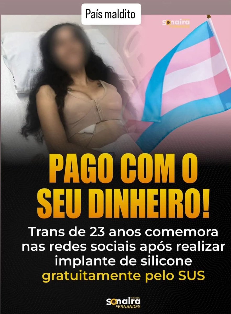 O mesmo SUS que impede algumas pessoas de receberem determinadas medicações e tratamentos, paga silicone com o nosso dinheiro.

SI-LI-CO-NE!