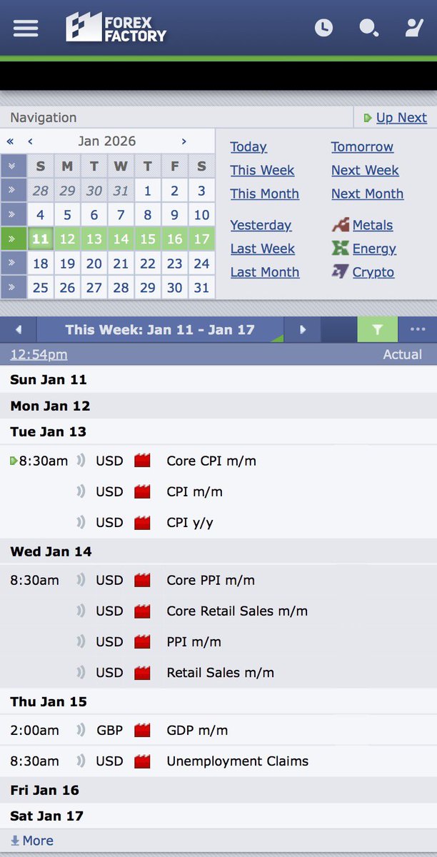 tech_cripto's tweet image. CALENDARIO MACROECONÓMICO DE LA SEMANA🔴🔴🔴

🚨🚨 🆘🆘 

11 ENERO - 16 ENERO 📆
forexfactory.com/calendar