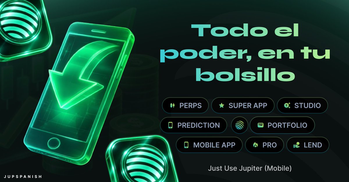 JUPspanish's tweet photo. Día 10 de por qué necesitas usar Jupiter Mobile:

Token Pro convierte tu móvil en una terminal de trading completa

TODO EL PODER EN TU BOLSILLO📲:

👉 Datos profundos en tiempo real: momentum, holders, volumen y velas fluidas

👉PNL claro y posiciones detalladas: precio medio y trades sobre el gráfico

👉Datos de tokens verificados con VRFD: información segura, sin ruido

👉Live transaction feed: ves el flujo de compras y ventas en directo

👉Historial unificado: cada tx, siempre visible

⚡️Quick Buy & Sell desde el token, ejecutado por Ultra V3, el motor más rápido del mercado

Descubre oportunidades con AlphaScan, fíltalas con Pro Filters y síguelas desde tu Watchlist.

Sin apps extra. Sin pestañas. Sin fricción.

Just Use Jupiter (Mobile). 🪐📲

@JupiterExchange - @jup_mobile - @JUPCommunity