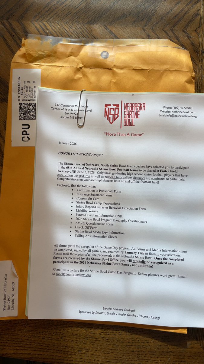 TreyRMay's tweet image. Honored to receive invitation to play in the 68th Nebraska Shrine Bowl! 

@NEShrineBowl @KCStarsFootball