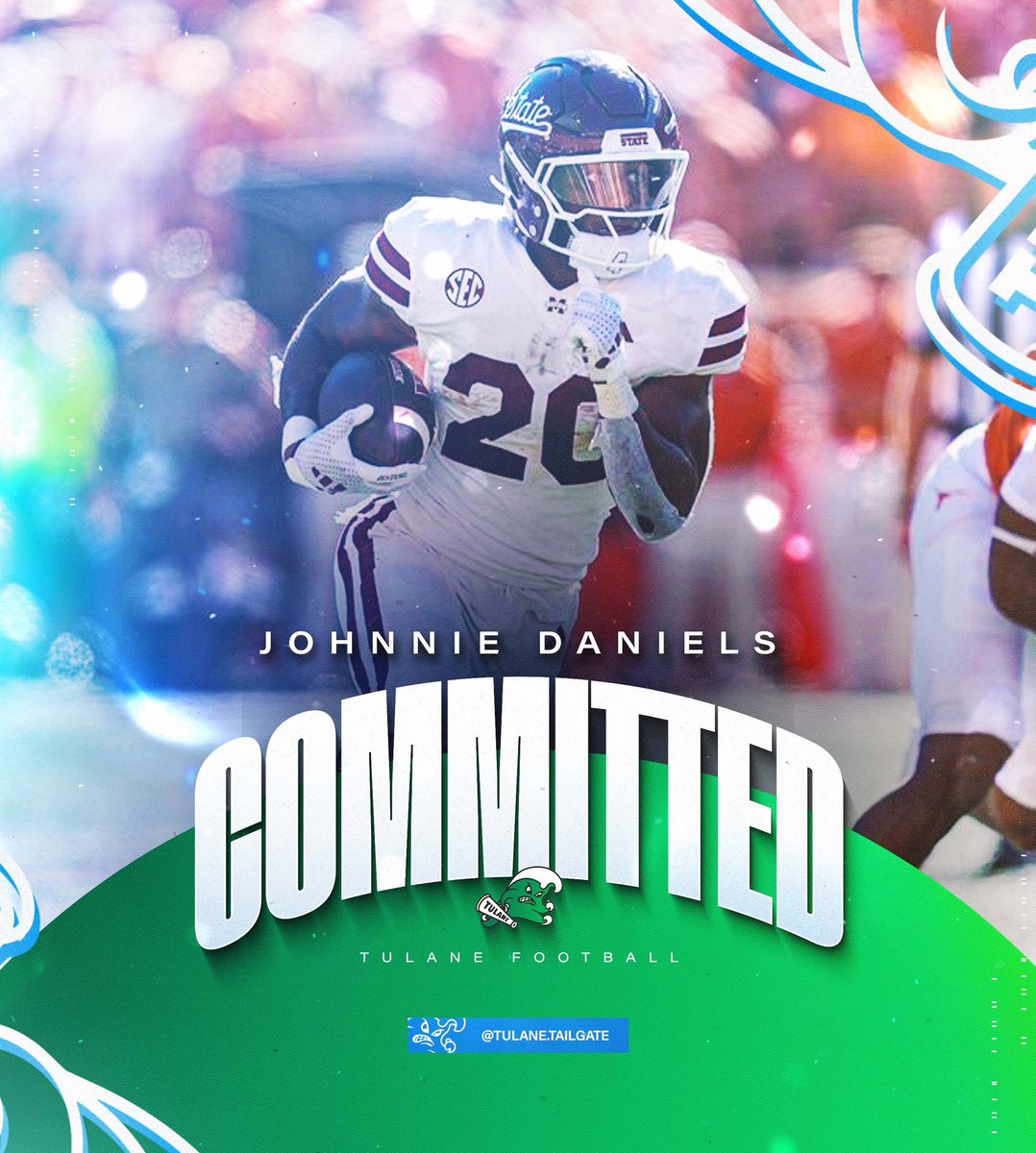 TailgateTulane's tweet image. BOOM! Tulane lands a commitment MSU RB transfer Johnnie Daniels. In two seasons with the Bulldogs, he recorded 58 carries for 411 yards and 4 touchdowns. Daniels began his career at Co-Lin, where he was rated as the No.1 JUCO RB in the country before choosing Mississippi State.