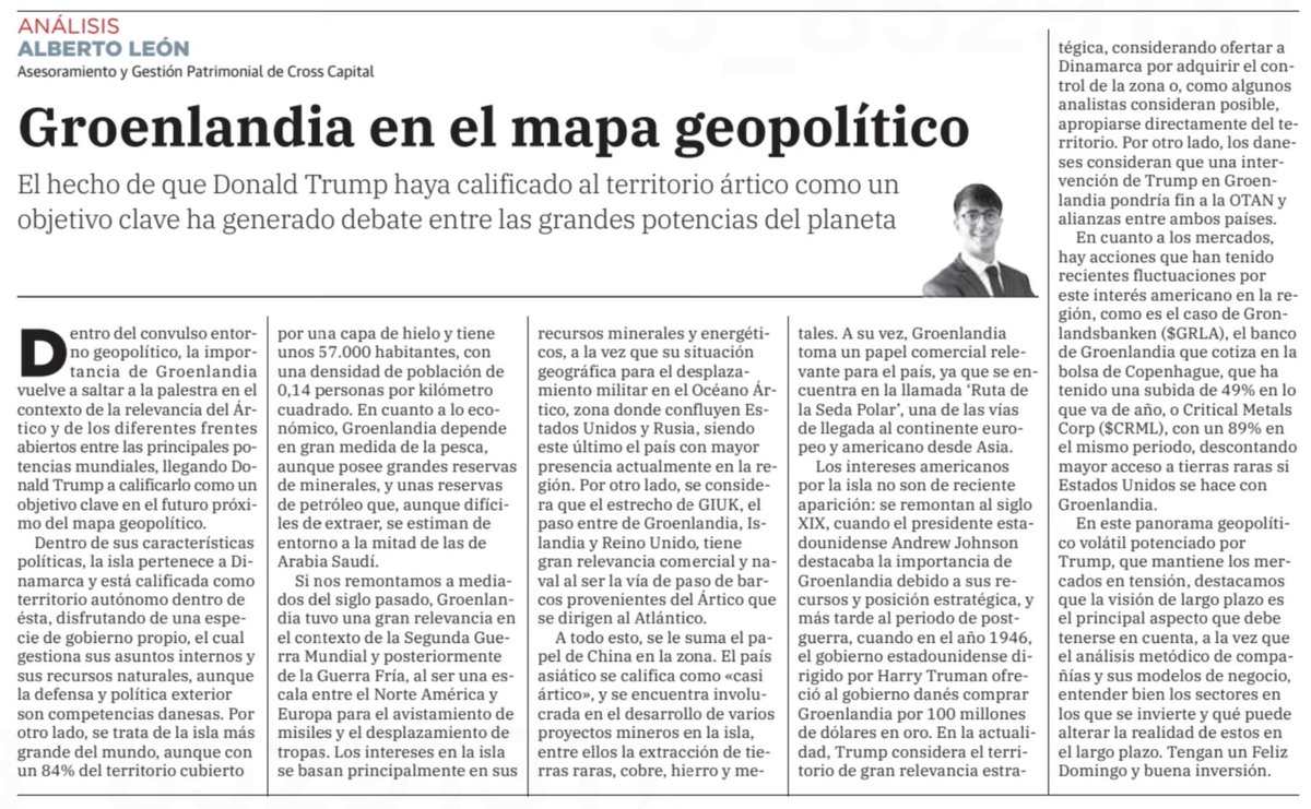 CrossCapital's tweet image. ✍️ «𝗚𝗿𝗼𝗲𝗻𝗹𝗮𝗻𝗱𝗶𝗮 𝗲𝗻 𝗲𝗹 𝗺𝗮𝗽𝗮 𝗴𝗲𝗼𝗽𝗼𝗹𝗶́𝘁𝗶𝗰𝗼», aportación de nuestro compañero 𝗔𝗹𝗯𝗲𝗿𝘁𝗼 𝗟𝗲𝗼́𝗻, quien recoge en su artículo los motivos por los que la administración Trump tiene interés en este país y la reacción de los mercados ante dicho…