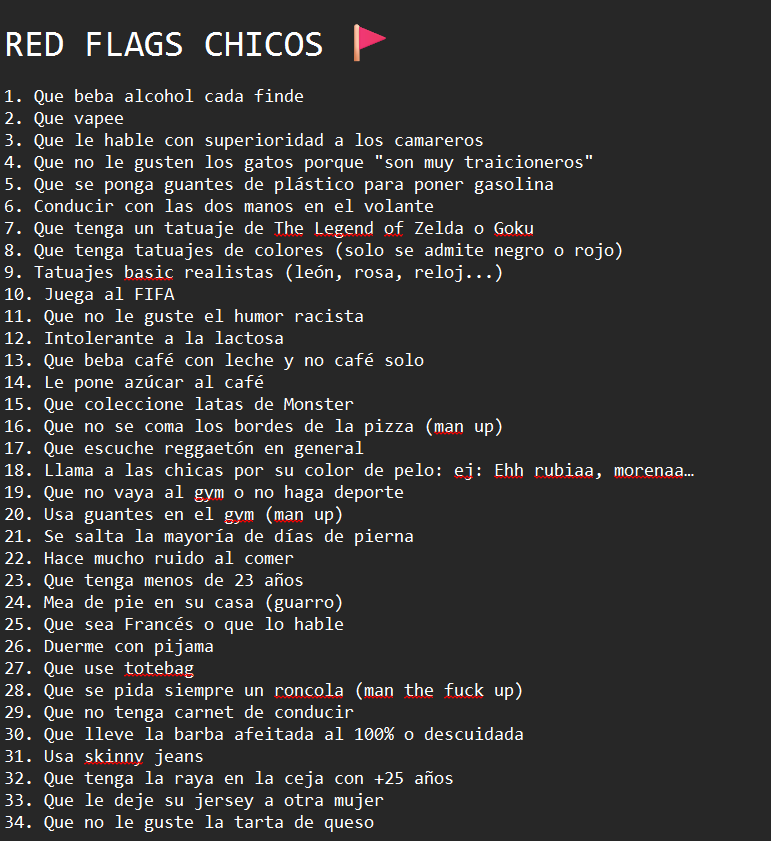 mi lista de redflags en chicos (serio)