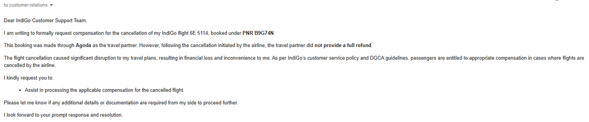 kbjsureshkumar's tweet photo. @IndiGo6E I had confirmed that i have not received the voucher and also the CAR compensation. Still there is no update from your support team. I had thoroughly checked the mailbox, but no vouchers were sent to me. How many times should I need to follow up on the same. PNR: B9G74N. I had already submitted in website as well but no response. Case Number / Reference: 30844416, 30844682, 180401527829, 30844829, 30868239, 30870727, 30870544
@MoCA_GoI @PMOIndia @DGCAIndia