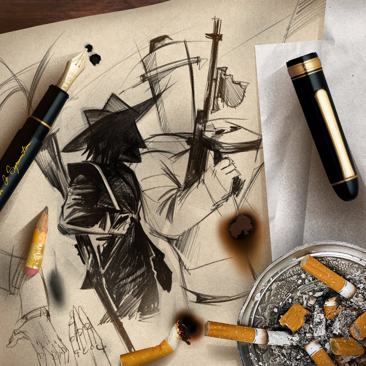 scarily_lacking's tweet image. Spamton's drawings in TV World. I like to think he liked to draw.

#DELTARUNE