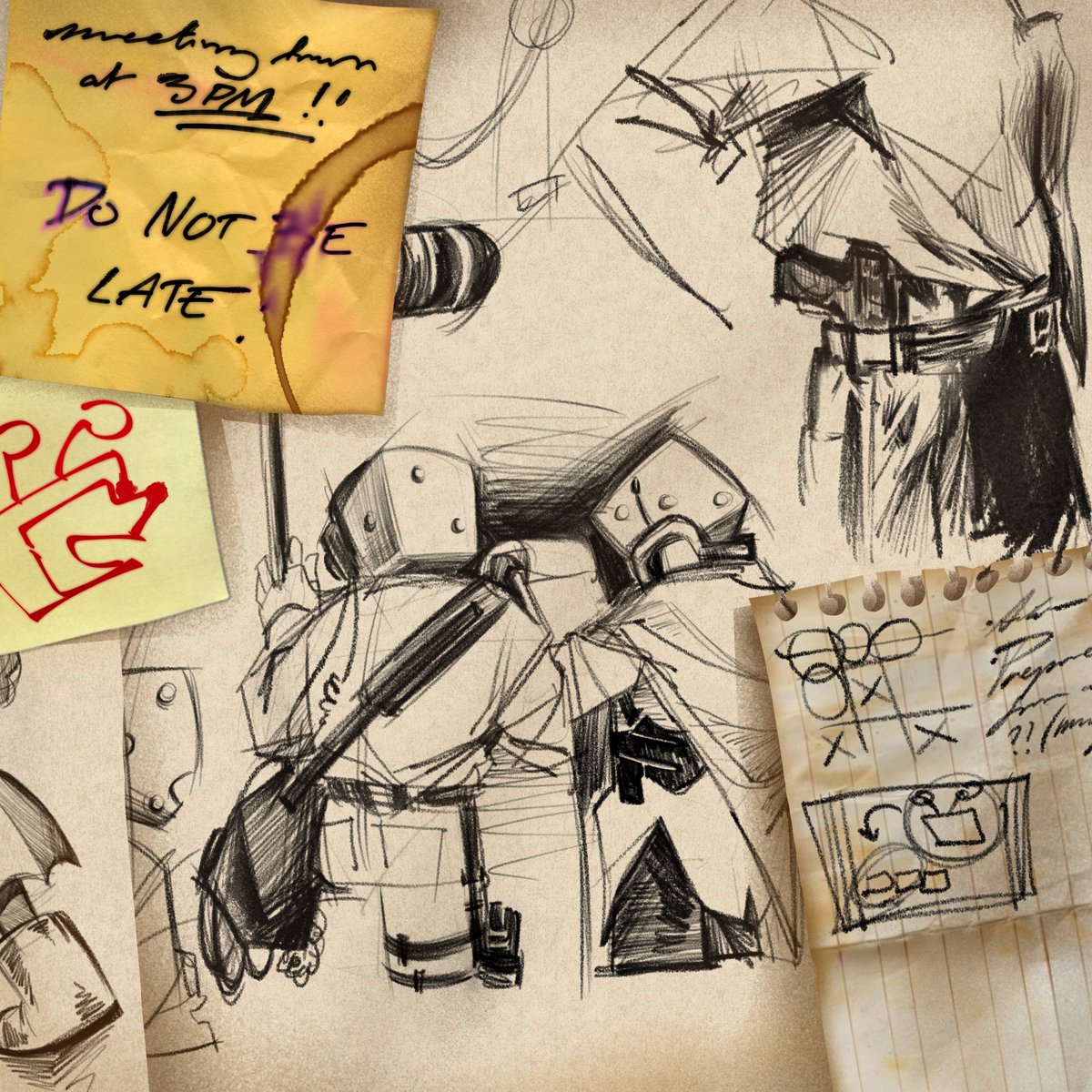 scarily_lacking's tweet image. Spamton's drawings in TV World. I like to think he liked to draw.

#DELTARUNE