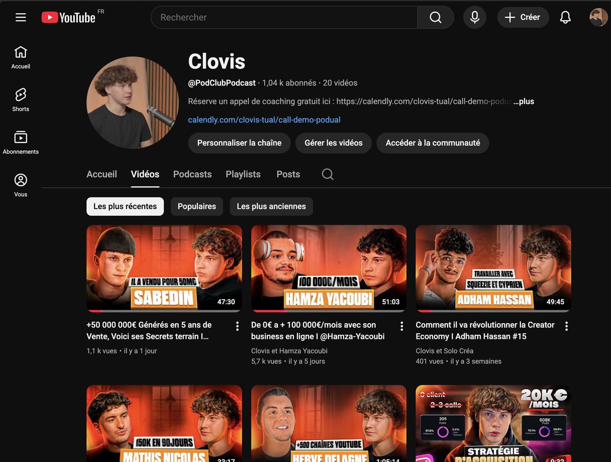 1000 abonnés Youtube en 20 vidéos, c'est cool 

Mais le plus sympa c'est les opportunités que ça amène, petit récap pour te motiver à pousser Youtube dès demain : 
→Plus de trafic quali
→Meilleure valeur perçue (pricing..)
→Conversion folle
→Opportunités réseau
→+ d'argent