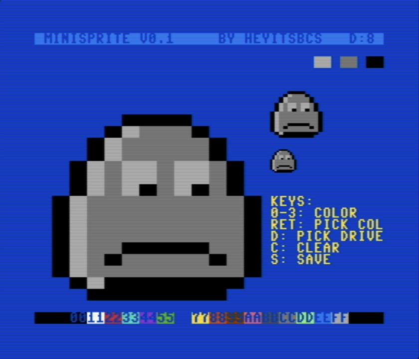 heyitsbcs's tweet photo. hey, I wrote a short blog post about getting back into C64 development with a new little tool, minisprite! https://t.co/NeULvvYRUb #c64 #retro #gamedev https://t.co/W3pSsNXxGh