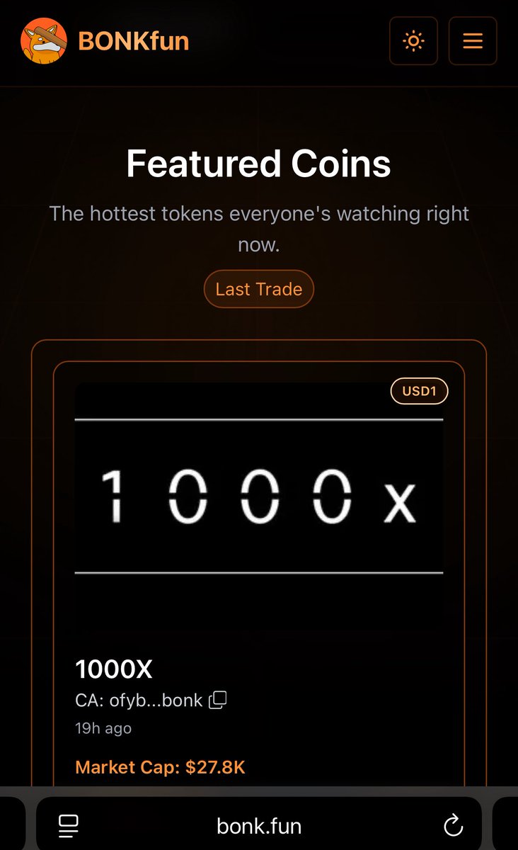 1000X coin is featured on the top trending coins @ Bonk.fun !

Bond it or bonk it

ofybAuYbz9jT3TgbHeKf3Nuj6T2x9N5uSVoxGSdbonk