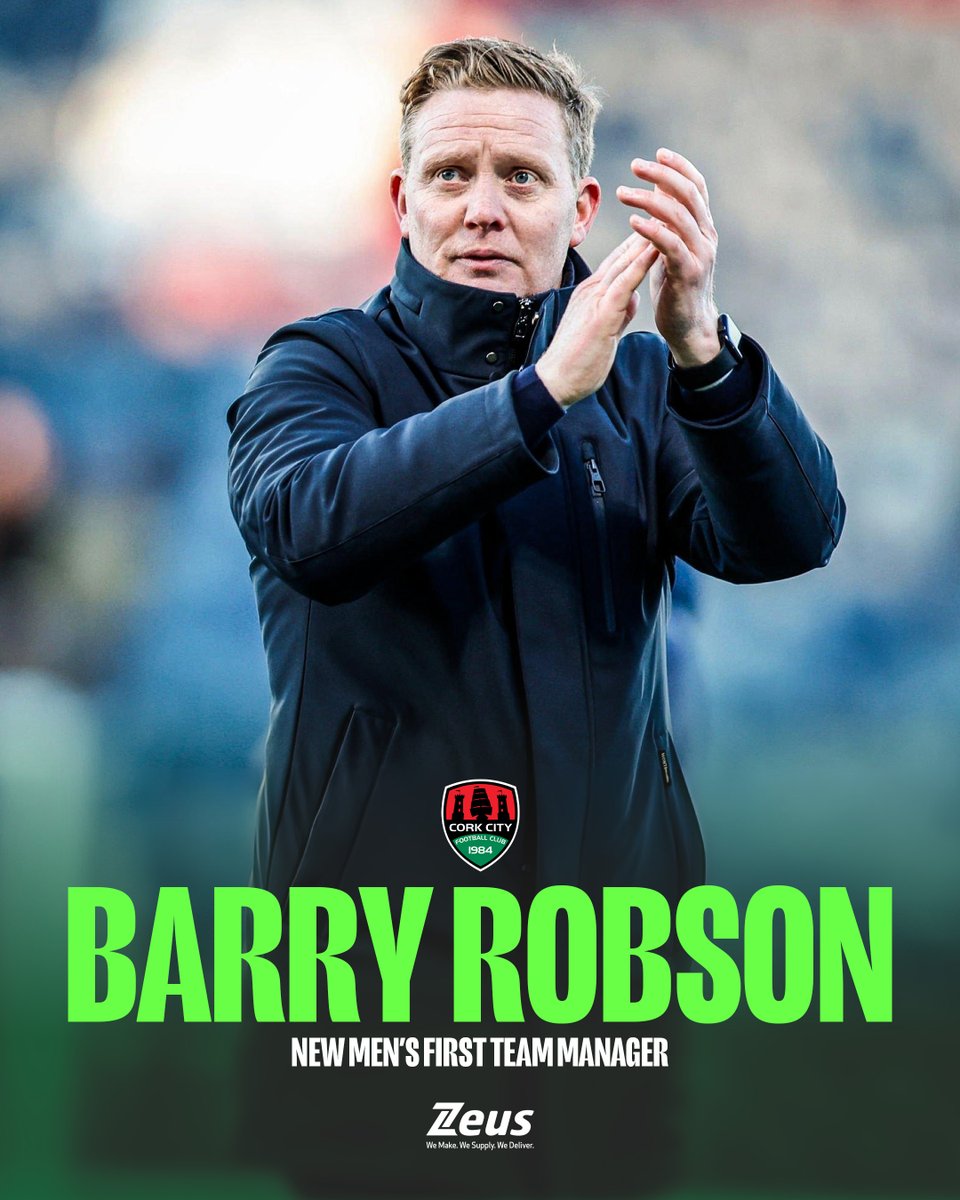 Cork City FC can confirm the appointment of Barry Robson as the new men’s first team manager for the next two seasons.

The 47-year-old takes the reins at City having most recently been manager of Raith Rovers, following a spell at Aberdeen, where he led them to a third-place