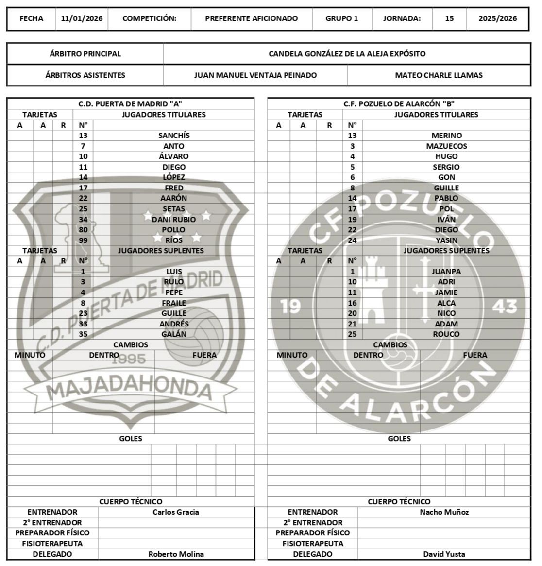 dominguezvd's tweet photo. 📋 Alineaciones del @CDpuertaMadrid - @Cfpozuelo "B". https://t.co/FXZGQXJvcf