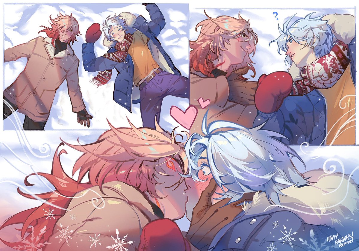 Playing in the snow! 
A kiss in the snow ❄️ 😘 

Secret Santa gift for <a href="/Hach_imitsu/">Figueroitai 🍒🍷☀️</a> 
I hope you like it! Happy belated Holidays everyone!
#phaidei #phainon #mydei #hsr