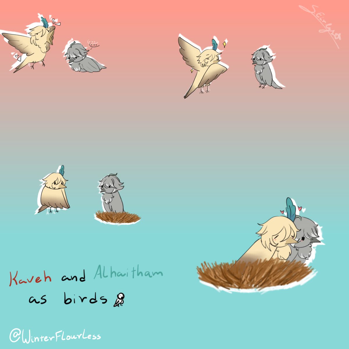 WinterFlourless's tweet photo. #kavetham as birbs https://t.co/5Tmj0ghYsD