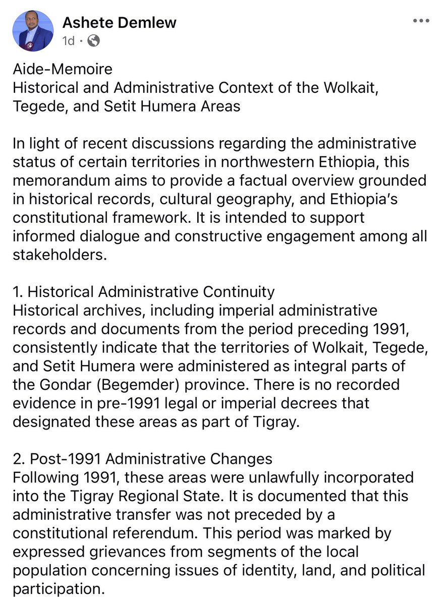 neby_G's tweet image. 🚨 𝐖𝐞𝐥𝐤𝐚𝐢𝐭 𝐓𝐞𝐠𝐞𝐝𝐞 𝐒𝐞𝐭𝐢𝐭 𝐇𝐮𝐦𝐞𝐫𝐚 𝐙𝐨𝐧𝐞 𝐚𝐝𝐦𝐢𝐧𝐢𝐬𝐭𝐫𝐚𝐭𝐨𝐫 𝐀𝐬𝐡𝐞𝐭𝐞 𝐃𝐞𝐦𝐥𝐞𝐰 𝐝𝐞𝐧𝐢𝐞𝐬 @reda_getachew’s 𝐜𝐥𝐚𝐢𝐦 𝐭𝐡𝐚𝐭 𝐭𝐡𝐞 𝐟𝐞𝐝𝐞𝐫𝐚𝐥 𝐠𝐨𝐯𝐞𝐫𝐧𝐦𝐞𝐧𝐭 𝐰𝐢𝐥𝐥 𝐝𝐢𝐬𝐬𝐨𝐥𝐯𝐞 𝐭𝐡𝐞 𝐀𝐦𝐡𝐚𝐫𝐚…
