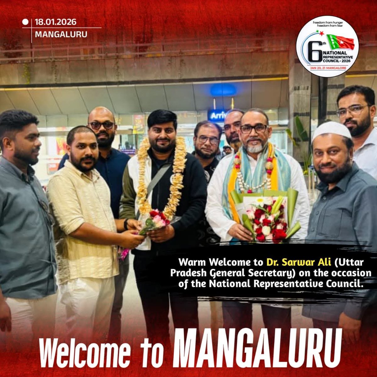 afsarkodlipet's tweet photo. A warm welcome to SDPI National Vice President @MdShafi_SDPI
 to Mangalore for the SDPI National Representative Council – 2026.
#SDPI
#SDPIKarnataka
#Mangalore
#NationalRepresentativeCouncil2026
#SDPINational
#FightForJustice
#DefendDemocracy
#sdpirealalternative https://t.co/ATPQlQ7nAV