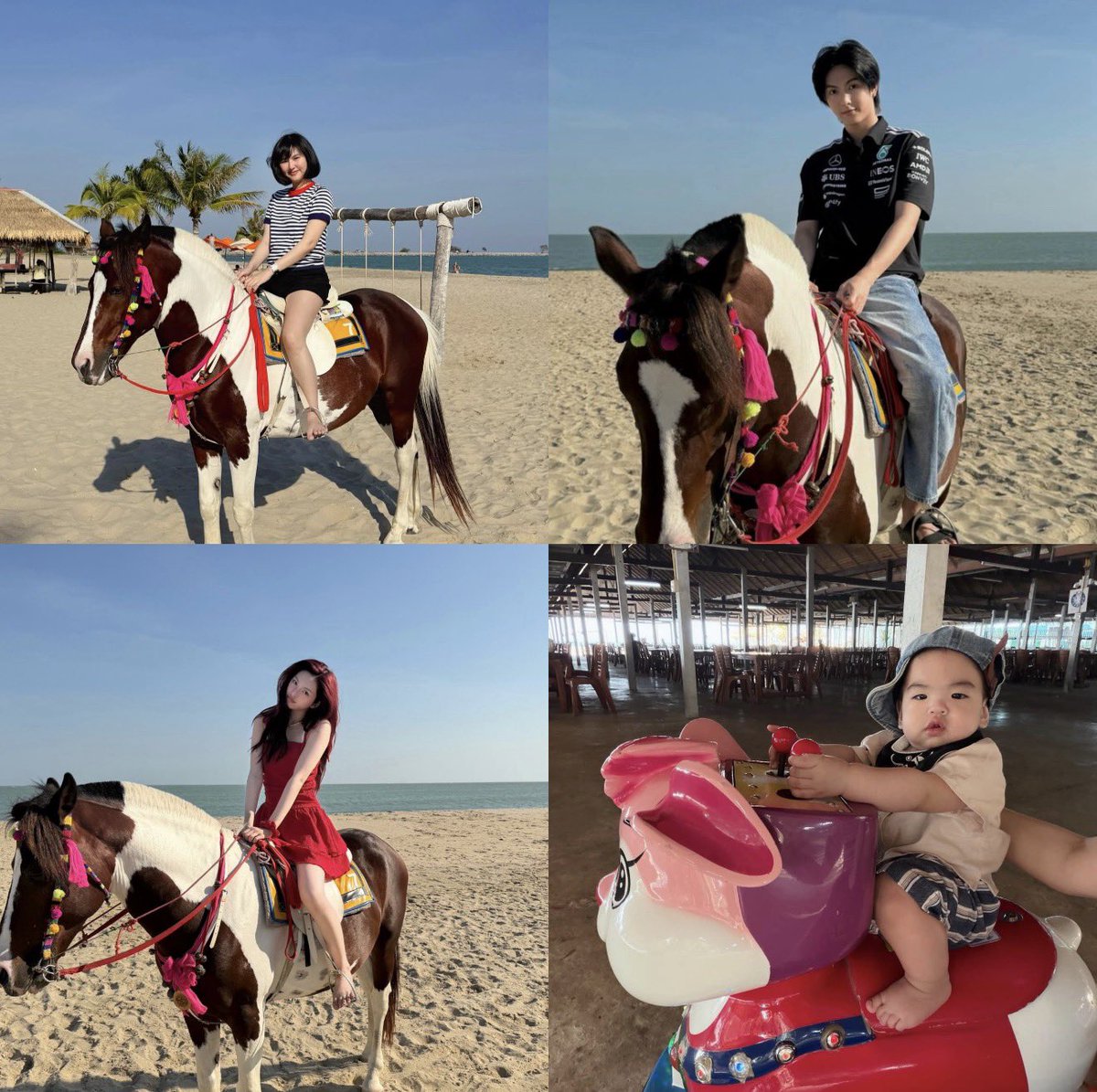 CeeuNani's tweet image. ครบละ มาดามและ 3C ขี่ม้า 555555