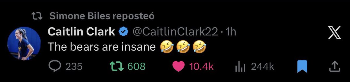 clarkmode_'s tweet image. 📲| Simone Biles reposted Caitlin Clark tweet, we love this so much🫶🏻