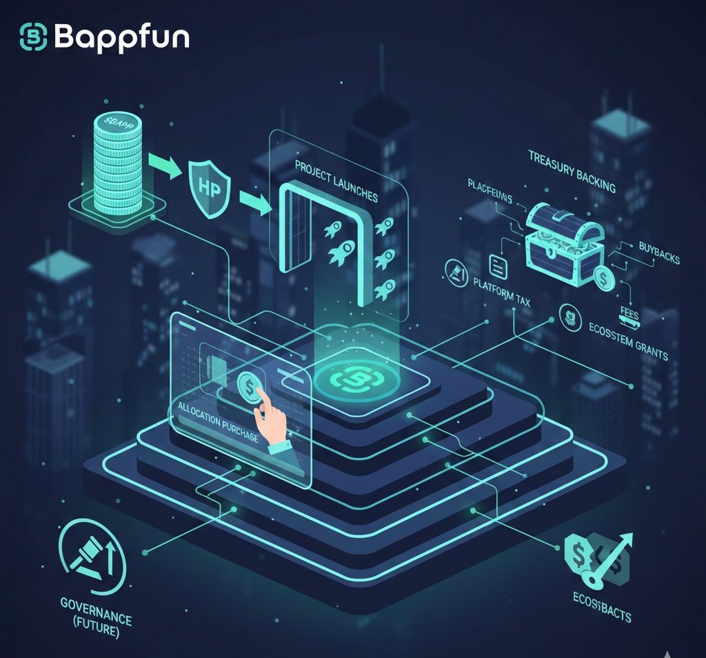 Ruhani_xyz's tweet image. Utility of @Bappfun 🫶

By staking BAPP, users can earn HP. Having this HP unlocks the ability to participate in new project launches.

$BAPP is used to purchase allocations for new projects. HP grants access, and purchases are completed with BAPP.

In the future, $BAPP will…