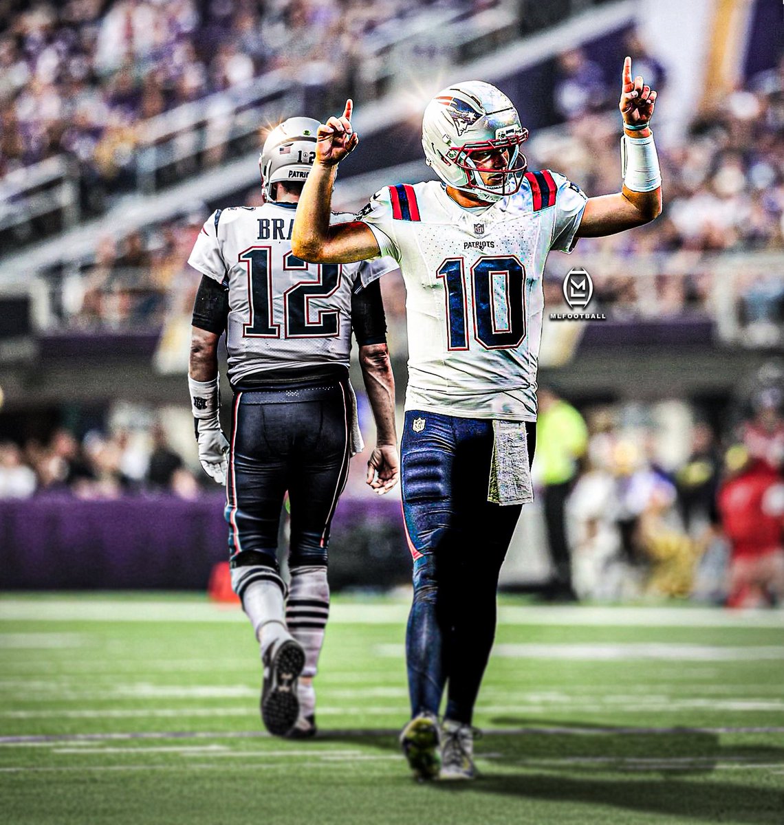 HISTORY: #Patriots quarterback Drake Maye is only the 4th quarterback in New England franchise history with multiple playoff wins.

Maye joined the legendary Tom Brady, Drew Bledsoe, and Tony Eason as the only QBs ever.

Maye is only 23 years old &amp; in his second season.

Special.