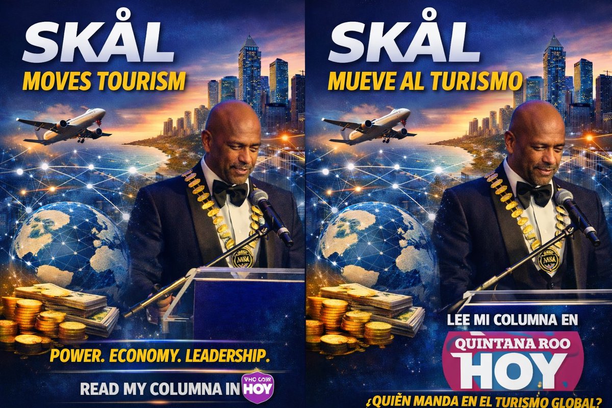 SKÅL mueve al turismo.
¿Cómo una red de líderes influye en una industria que representa casi el 10% del PIB mundial?
Y por qué el liderazgo de Andrés Hayes  importa hoy más que nunca.
👉 Mi nueva columna en <a href="/QuintanaRooHoy1/">Quintana Roo HOY</a> 

<a href="/Empresariospor1/">Empresariosporqroo</a>