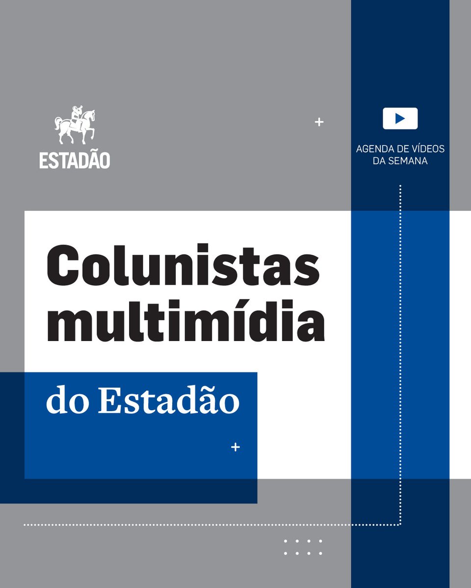 Estadao's tweet image. NOVIDADE | O time de colunistas multimídia do #Estadão ganhou reforços: Frankito, Fernando Schüler e Rodrigo Capelo. Análises, bastidores e opinião sobre economia, política, esportes e mais — em vídeo, exclusivo para assinantes. Siga o fio 👇🏻
