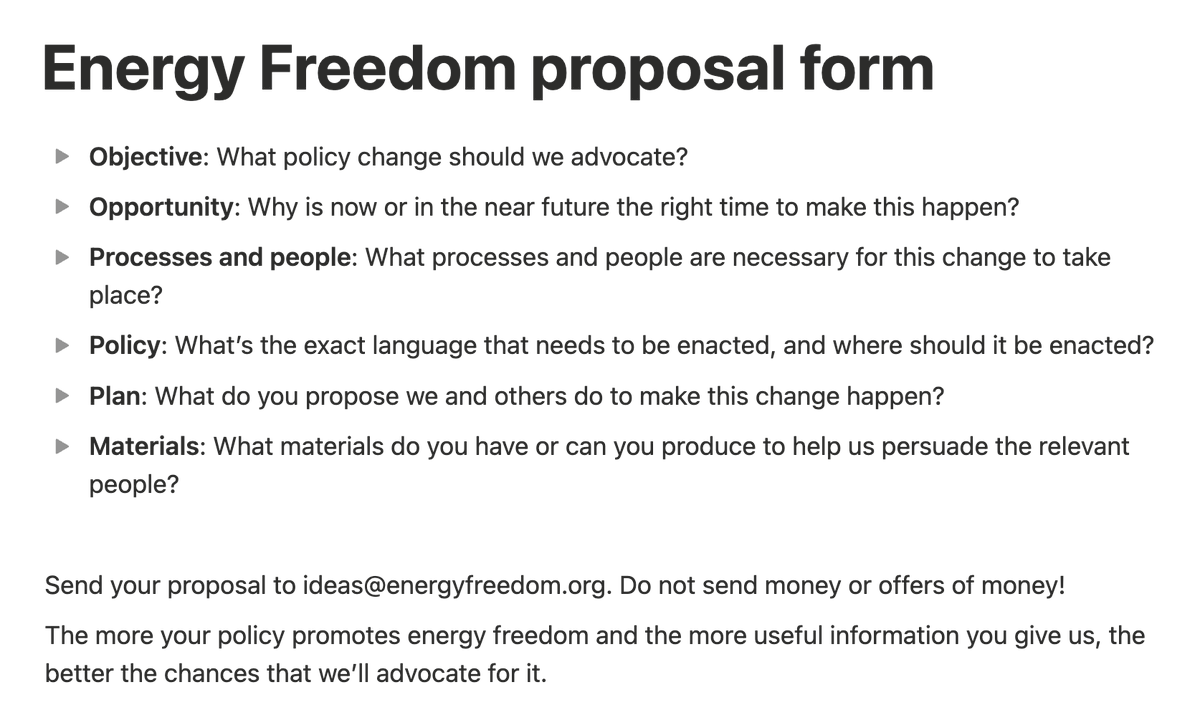 AlexEpstein's tweet photo. I am frequently offered hundreds of thousands of dollars to advocate for some policy or other.

I reject all such offers, and tell everyone the same thing: Anyone can get me to advocate for their proposal; just convince me it's a high-leverage way to promote energy freedom. https://t.co/C24YeqtAoo