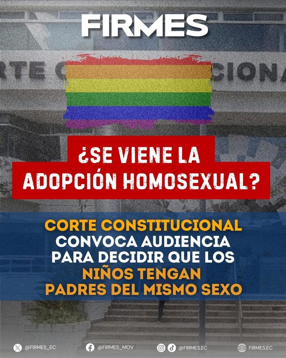 🚨 ALERTA: CORTE CONSTITUCIONAL DECIDIRÁ SI PAREJAS HOMOSEXUALES PUEDAN REGISTRAR HIJOS EN EL REGISTRO CIVIL🚨

Este 30 de enero, la Corte Constitucional ha convocado una audiencia reservada para analizar un caso que busca obligar al Estado a registrar a un niño como hijo de una