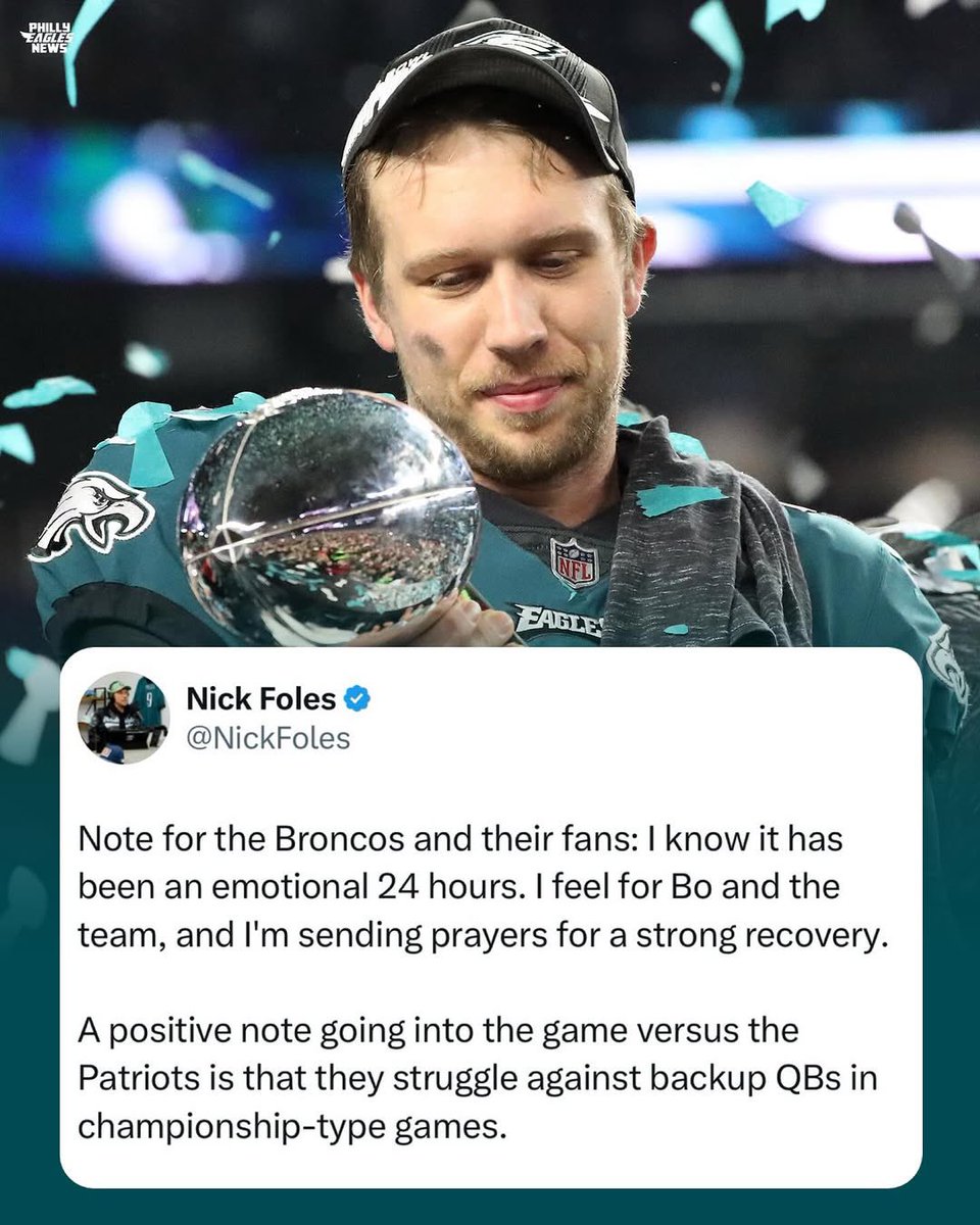Nick Foles sends a message to the Broncos as they prepare for a similar scenario as the 2017 Eagles 😅