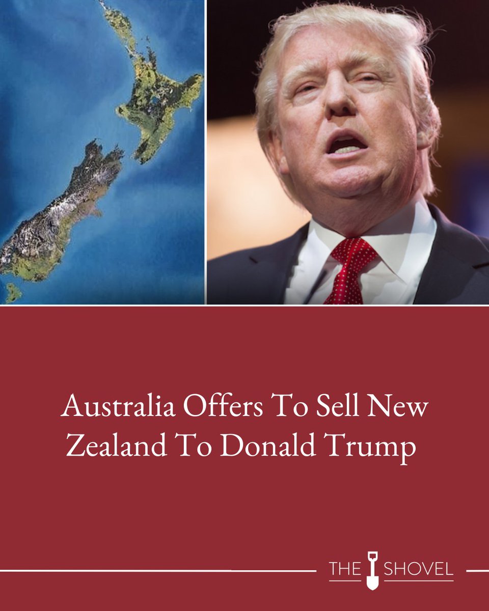 TheShovel's tweet image. “We know Mr Trump is looking to take over a cold, remote, largely uninhabited island. Here’s a chance to snap up two,” a spokesperson for the deal said.

Read more:
theshovel.com.au/2025/01/08/aus…