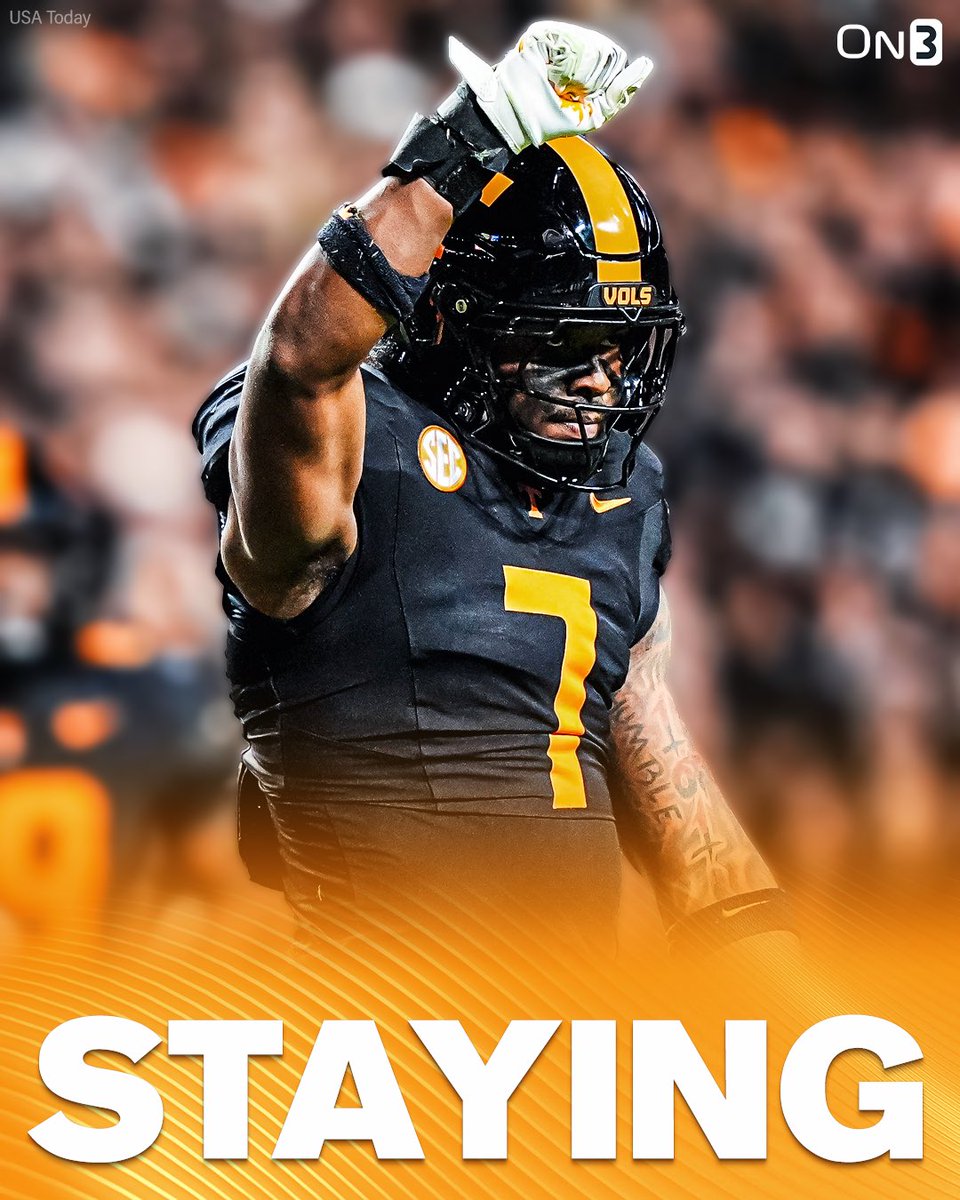 On3's tweet image. NEW: Tennessee LB Arion Carter will return to the Vols next season, @AustinPriceless reports.

on3.com/college/tennes…