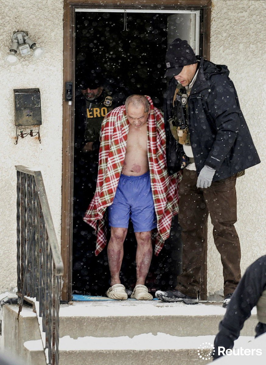 idreesali114's tweet image. A man, whose family requested a Hmong interpreter, is detained after ICE agents and other law enforcement officers conducted an immigration raid at his home, days after an ICE agent fatally shot Renee Nicole Good, in St. Paul, Minnesota, U.S., January 18, 2026.REUTERS/Leah Millis