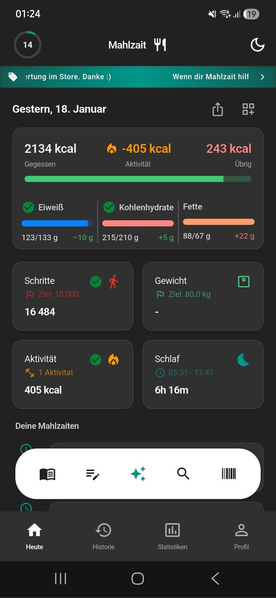 mahlzait's tweet photo. Heutiger tag erfolgreich! Etwas wenig schlaf  leider, aber fühle mich gut :) https://t.co/FftZCBJBCt