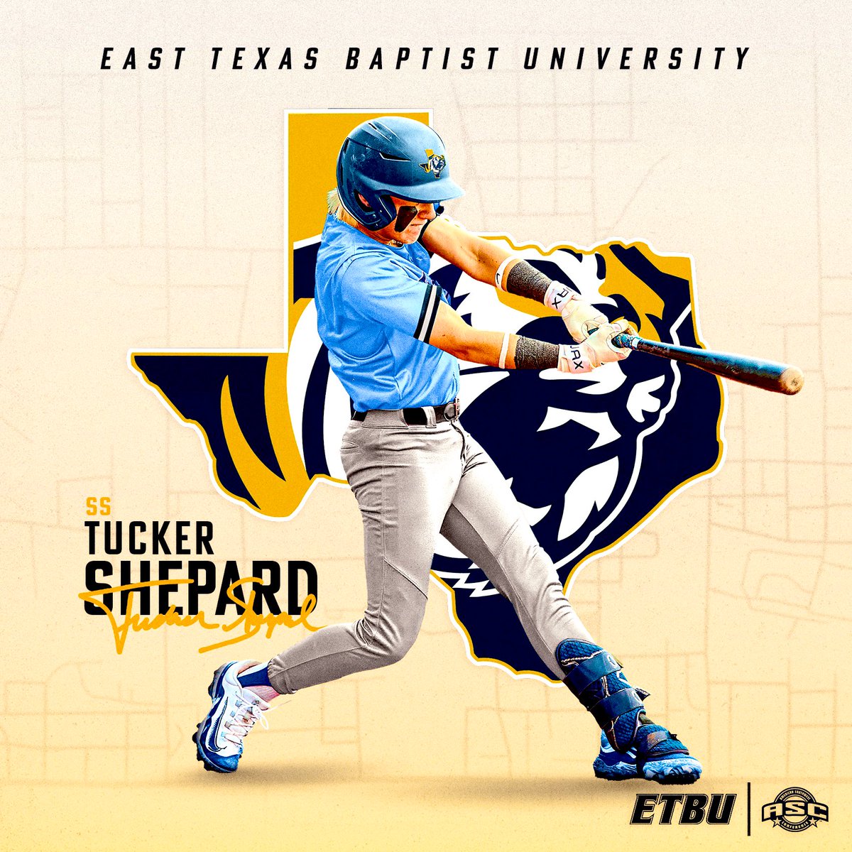TuckerShepard7's tweet photo. I am extremely blessed and grateful to announce I will be committing to East Texas Baptist University to further my academic and athletic career. I want to thank my family, friends, and coaches who have guided me through this journey. I would also like to thank Coach Wood and the ETBU coaching staff for giving me this opportunity. Go Tigers!