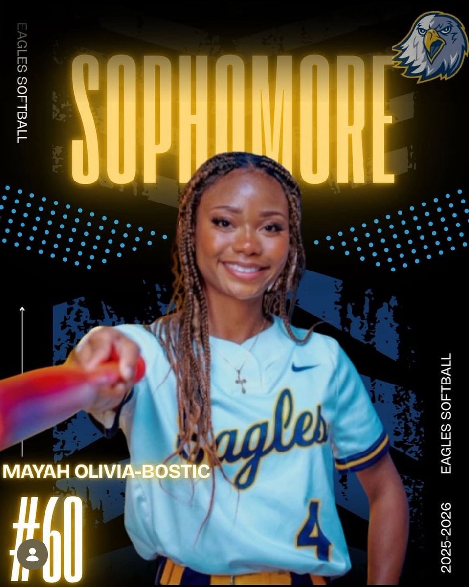 Meet the team: 🦅

Mayah Olivia-Bostic #60- OF

Hometown: Newnan, Georgia 

Go Eagles 🦅