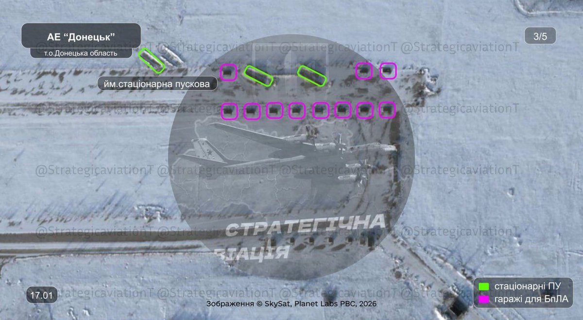 🛰️🇷🇺⚠ Nuevas imágenes satelitales de alta resolución del Aeropuerto Internacional de Donetsk muestran la continua expansión del punto de lanzamiento de drones-kamikaze Geranio-2.

En el último mes se han instalado 3 nuevas plataformas de lanzamiento estáticas, lo que eleva el