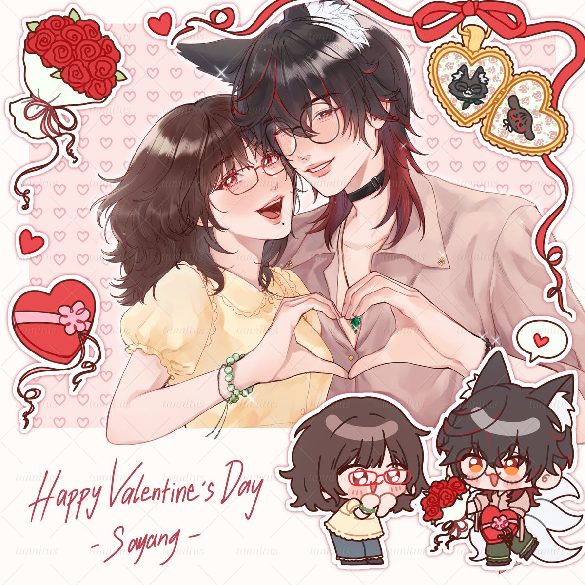 aku mw buka komis ych special valentine nih 💝💐
Slot nya 4 aja

Tos:
- bayar didepan (Bisa dp 50%) [karakter sama (gin) ada diskon]
- referensi, brief jelas
- requestable; ekspresi, warna&amp;pettern bg, warna perintilan, ganti tulisan, ganti hadiah [+10k/hadiah]
- revisi max 3