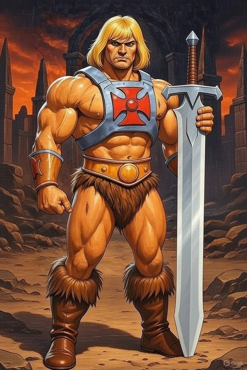 BernfriedI's tweet photo. @doomcock @toys_retro @Cref69 @regishel  QT your childhood heroes. "There is always time to be a hero!"  #SuperheroMonday #HeMan #MastersOfTheUniverse #Aiart https://t.co/rlF3Z1uKDH