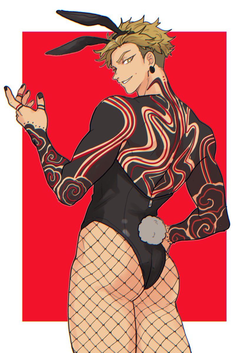 n4ngika's tweet image. reupload because I saw a mistake anyway: 
bunny suit enjin 🐰☂️