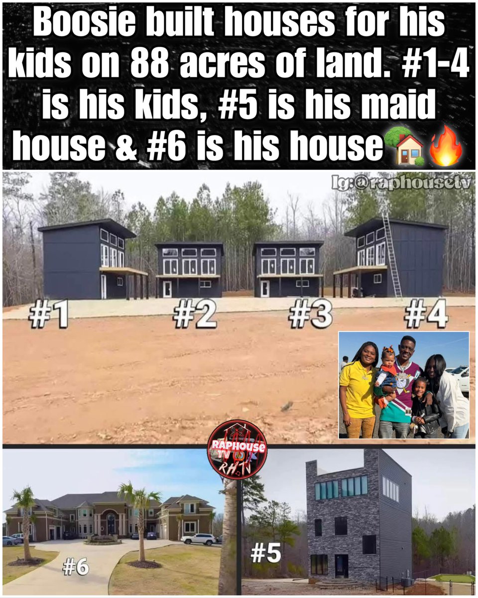 raphousetv2's tweet image. Boosie built houses for his kids on 88 acres of land. #1-4 is his kids, #5 is his maid house &amp;amp; #6 is his house 🔥🤯🏡