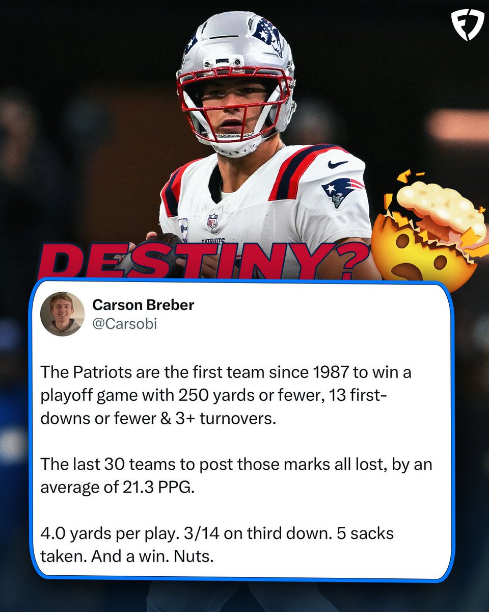 The Patriots really had: 

- Less than 250 yards 
- Only 13 first downs 
- 3 Turnovers 

AND STILL WON THE GAME 😱

(via <a href="/Carsobi/">Carson Breber</a>)