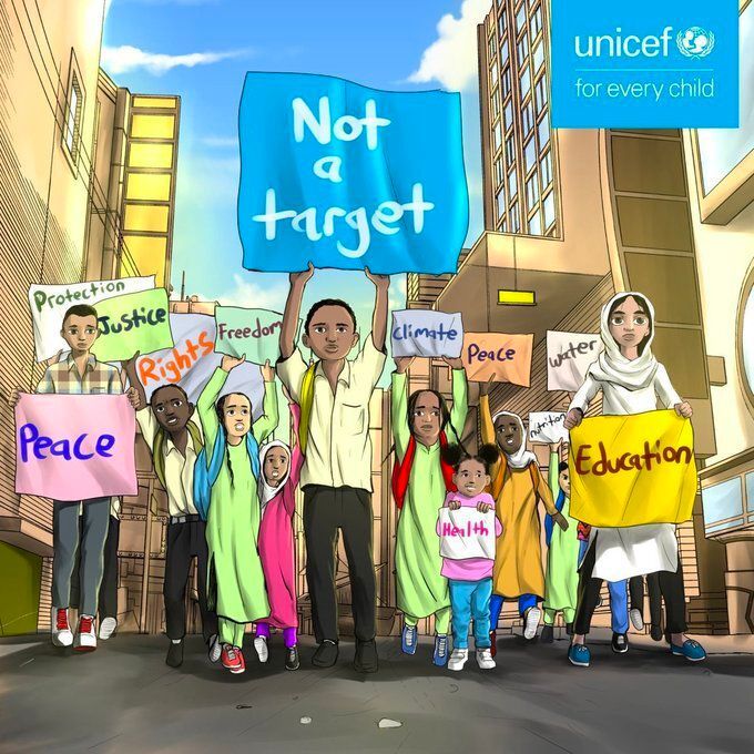 UNGeneva's tweet image. Every child has the right to grow up free from violence and fear.

Children must be protected. Always. Everywhere.

They are #NotATarget.

—via @UNICEF