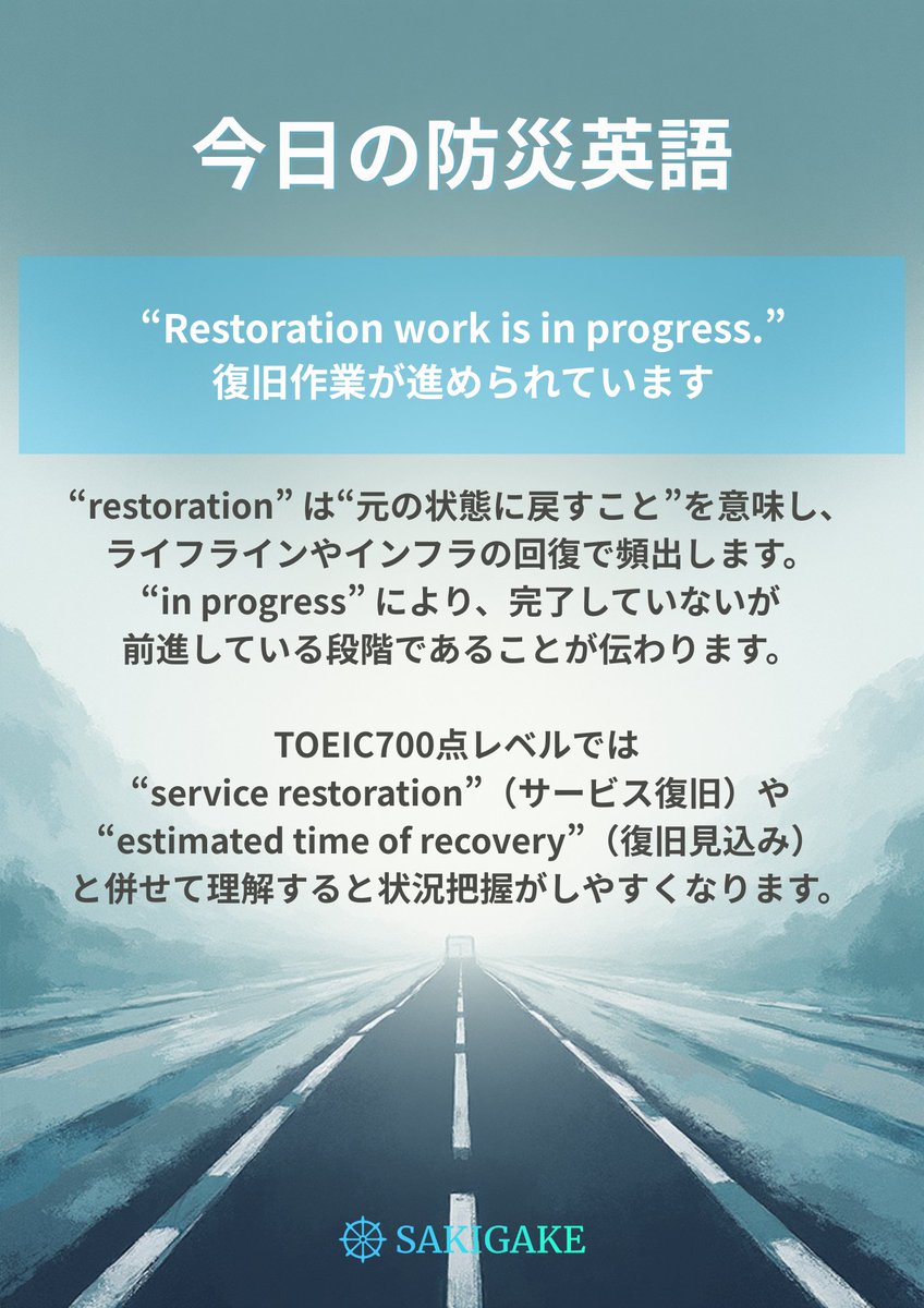 今日のキーワード：“restoration＝戻る途中”。