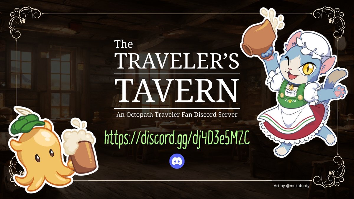 Hail, traveler. I'm inviting you to...
🌿✨ The Traveler's Tavern! ✨🌿

It's still fresh and new, containing a small group of fans and newbies getting into the Octopath Traveler series. If you're looking for a space to chat, or share fan works and Traveler OCs, hop on over!