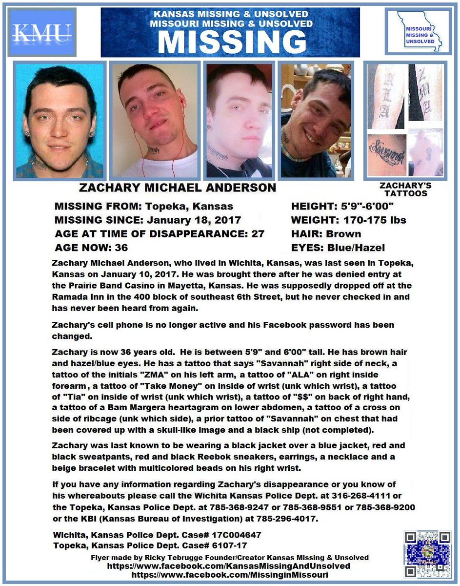 wibw's tweet image. MISSING DAD: Nearly a decade has passed since a man vanished from northeast Kansas. Zachary Anderson is from Wichita, but in mid-January 2017, he was on a trip with friends to go gambling at a casino just north of Topeka.

DETAILS&amp;gt;&amp;gt;&amp;gt;wibw.com/2026/01/14/wic…